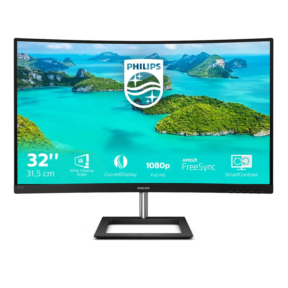 Monitorius Philips | 322E1C/00 | 31.5 " | VA | FHD | 16 : 9 | 75 Hz | 4 ms | 1920 x 1080 | 250 cd/m² | HDMI jungtys quantity 1 | Juodas | Garantija 36 mėn.