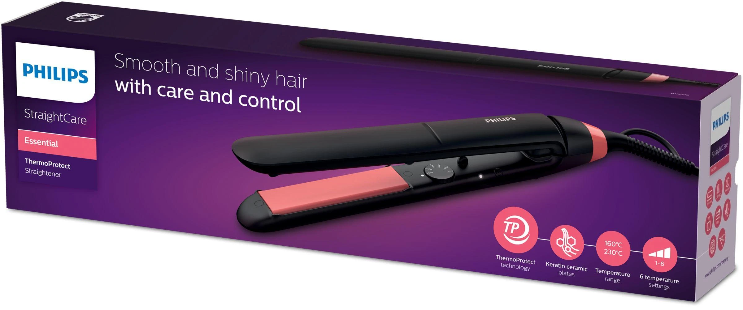 Philips StraightCare Essential Tiesinimo žnyplės „ThermoProtect“, BHS376/00