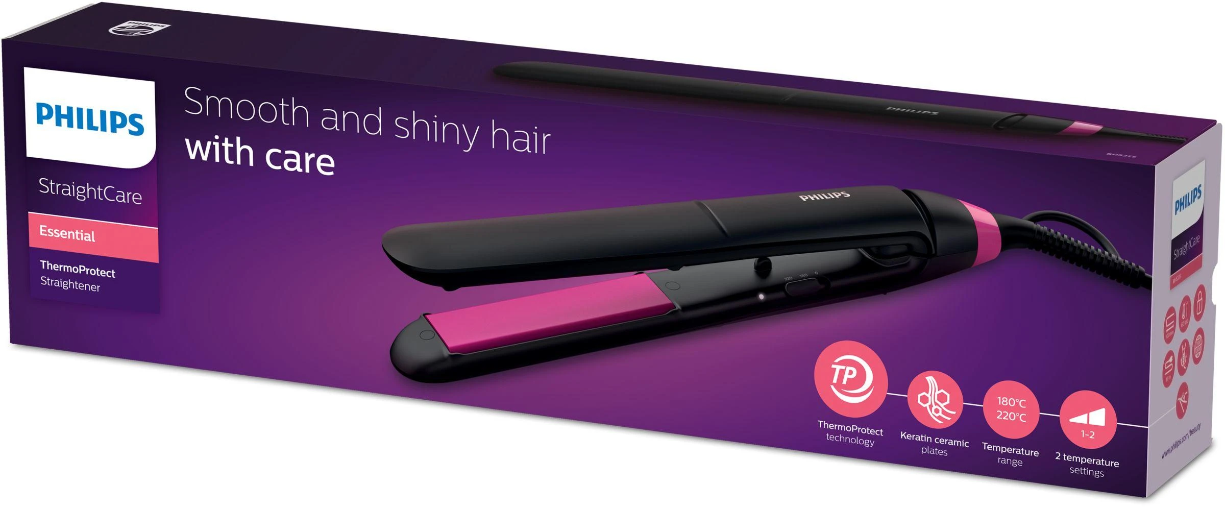 Philips StraightCare Essential Tiesinimo žnyplės „ThermoProtect“ BHS375/00