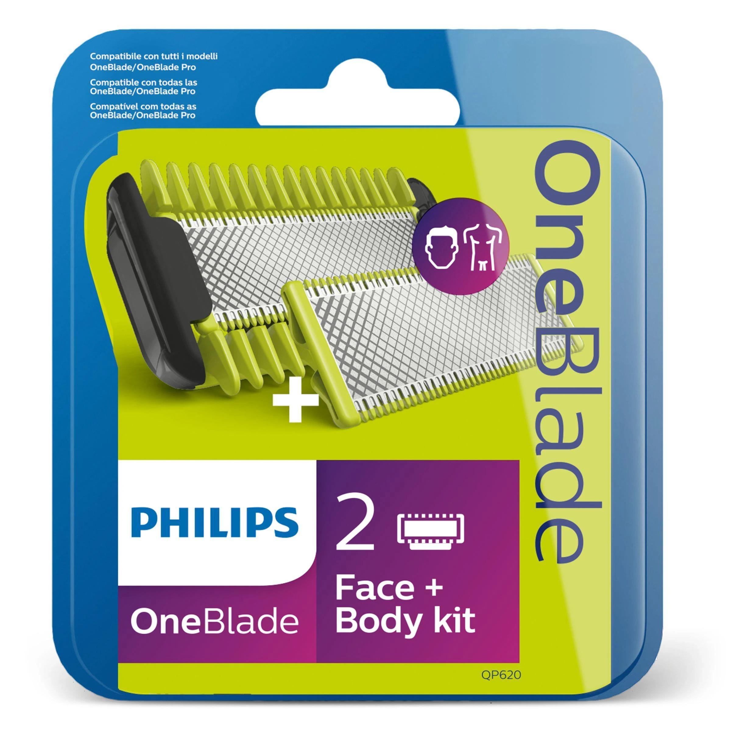 Philips OneBlade Rinkinys veidui + kūnui QP620/50
