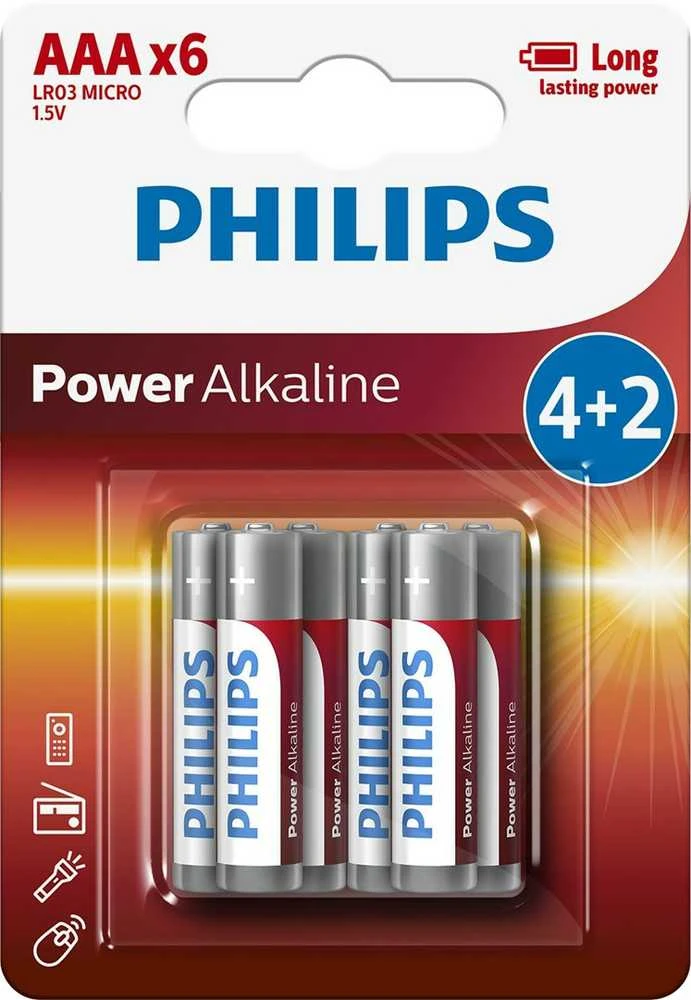 Philips AAA šarminės baterijos 4+2 pakuotė
