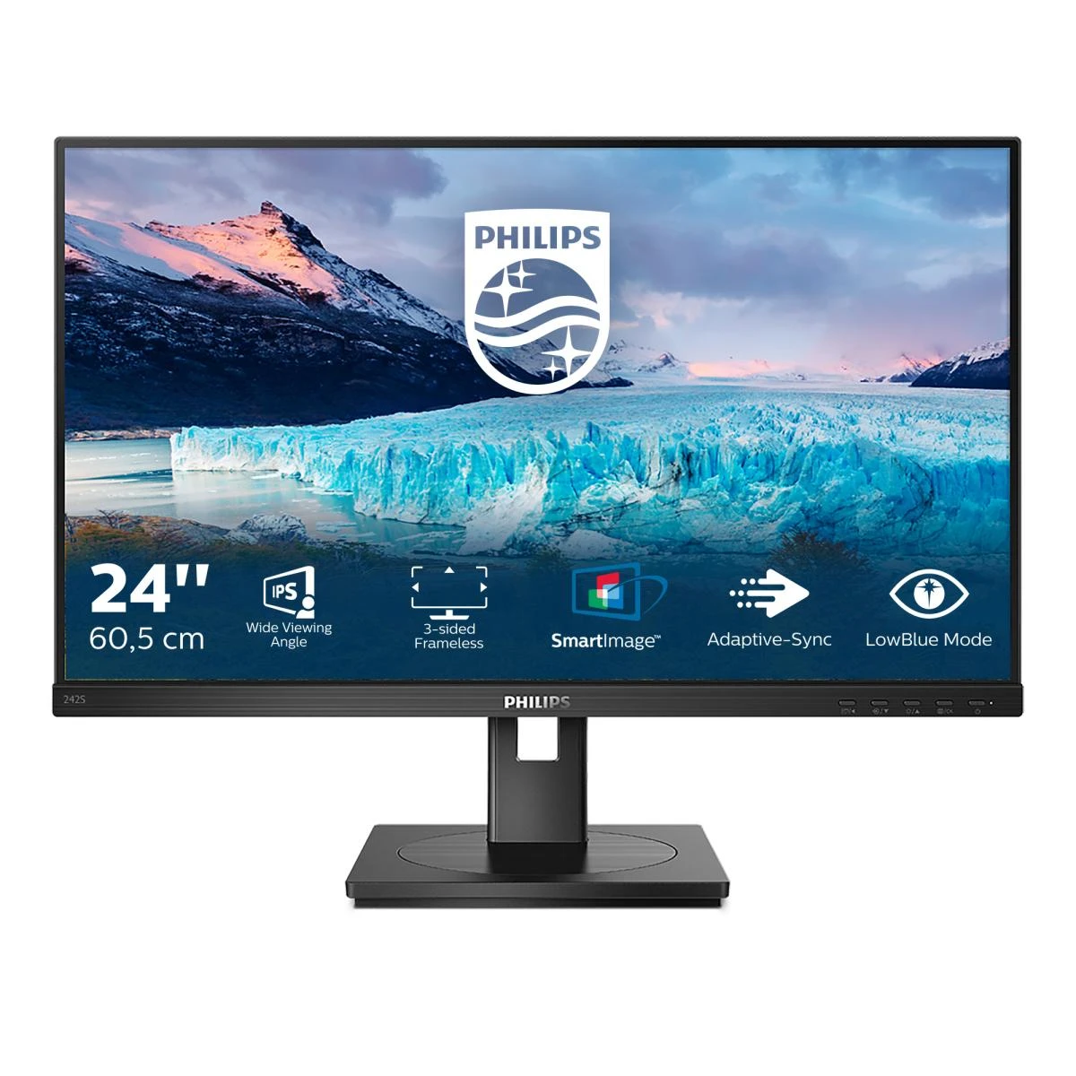 Monitorius Philips S Line 242S1AE/00 LED ekranas 60,5 cm (23.8") 1920 x 1080 pikseliai „Full HD“ Juoda