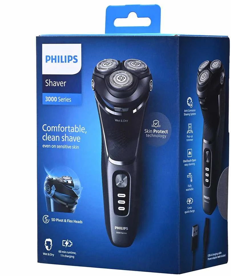 Philips Shaver 3000 Series Drėgnojo ir sausojo skutimo elektrinė barzdaskutė S3343/13