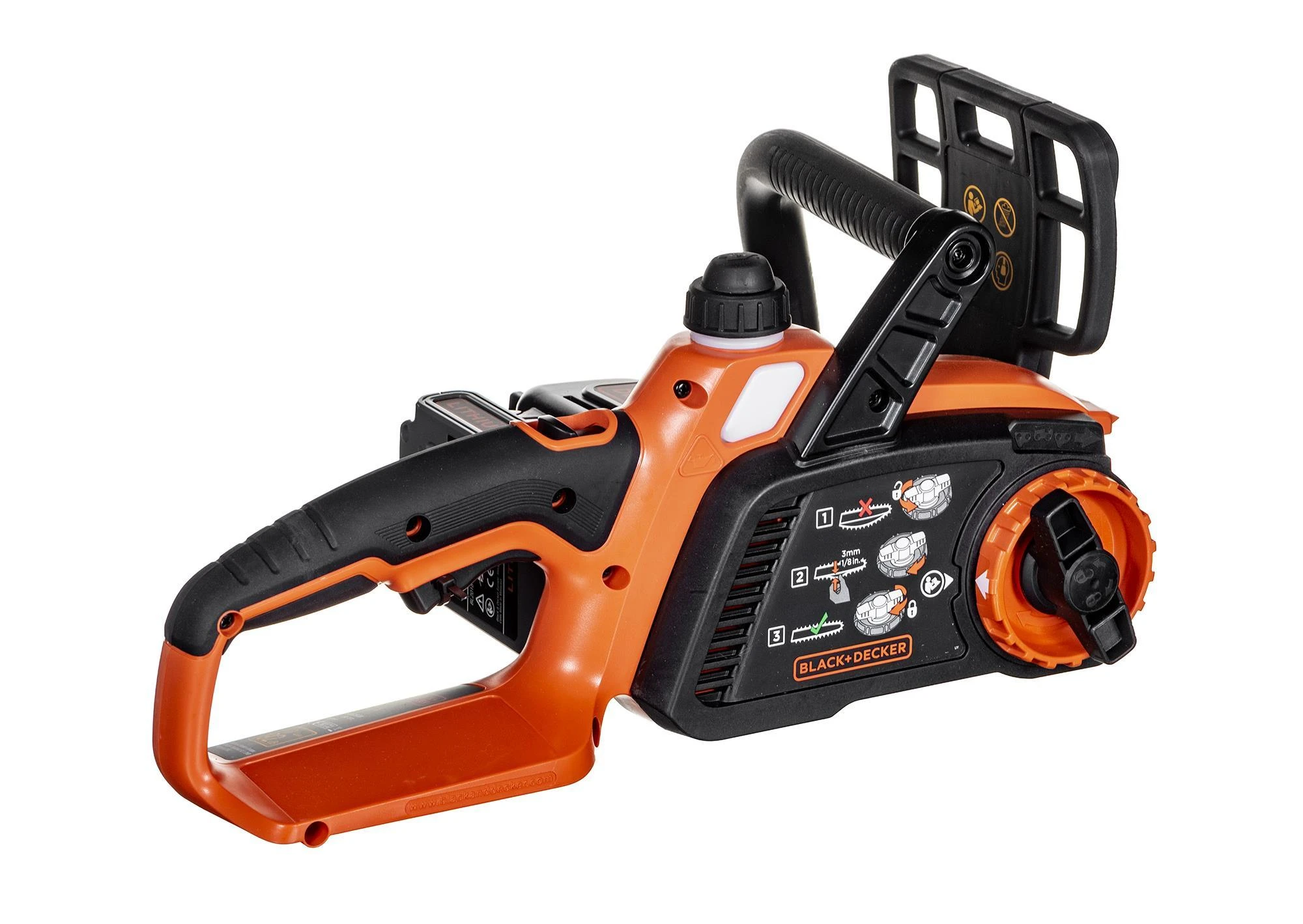 Black & Decker 18V 2,0Ah ličio jonų akumuliatorinis grandininis pjūklas 25 cm, GKC1825L20-QW