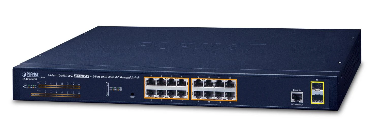 Šakotuvas Switch Planet GS-4210-16P2S