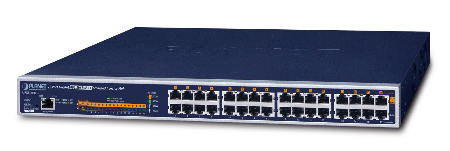 Šakotuvas Switch Planet UPOE-1600G 16-portowy Gigabit 60W Ultra