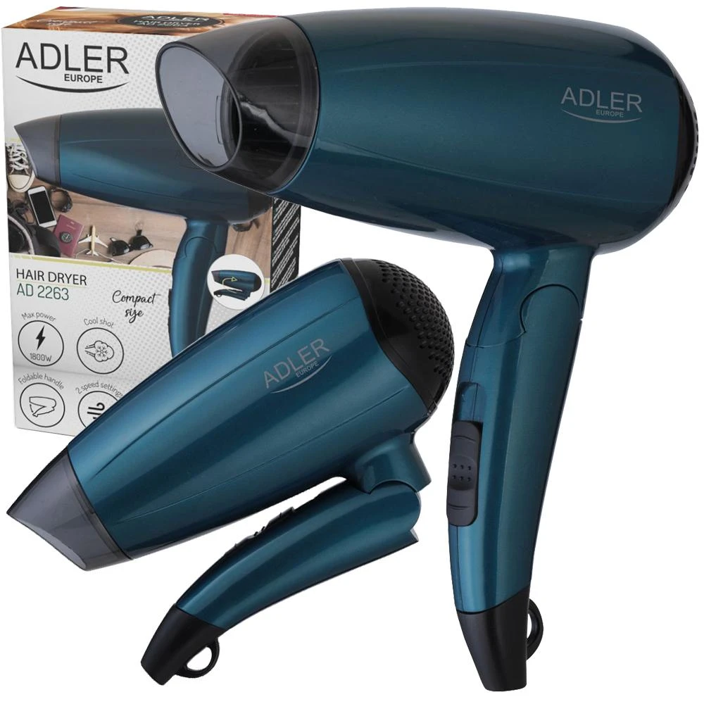 Adler | Plaukų džiovintuvas | AD 2263 | 1800 W | Number of temperature settings 2 | Mėlyna