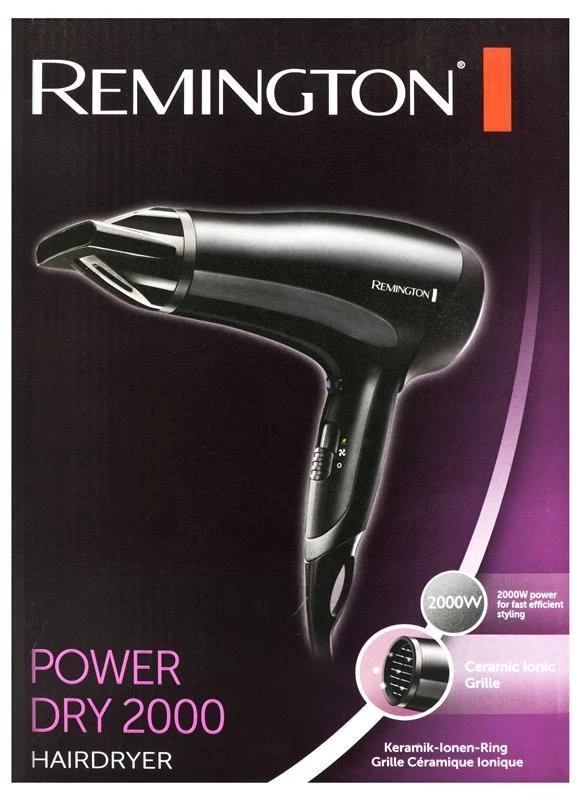 Remington Power Dry 2000 Plaukų džiovintuvas D3010 Ionic function, 2000 W, Juodas