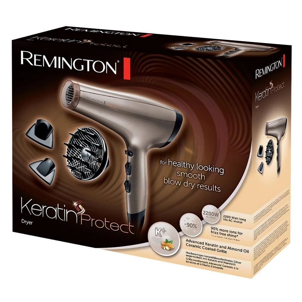 Plaukų džiovintuvas REMINGTON Keratin Protect AC 8002 (2200W, smėlio spalvos)