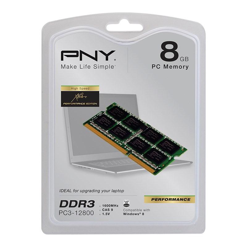 Nešiojamo kompiuterio atmintis PNY Technologies PNY 8GB DDR3 1600MHz atminties modulis 1 x 8 GB