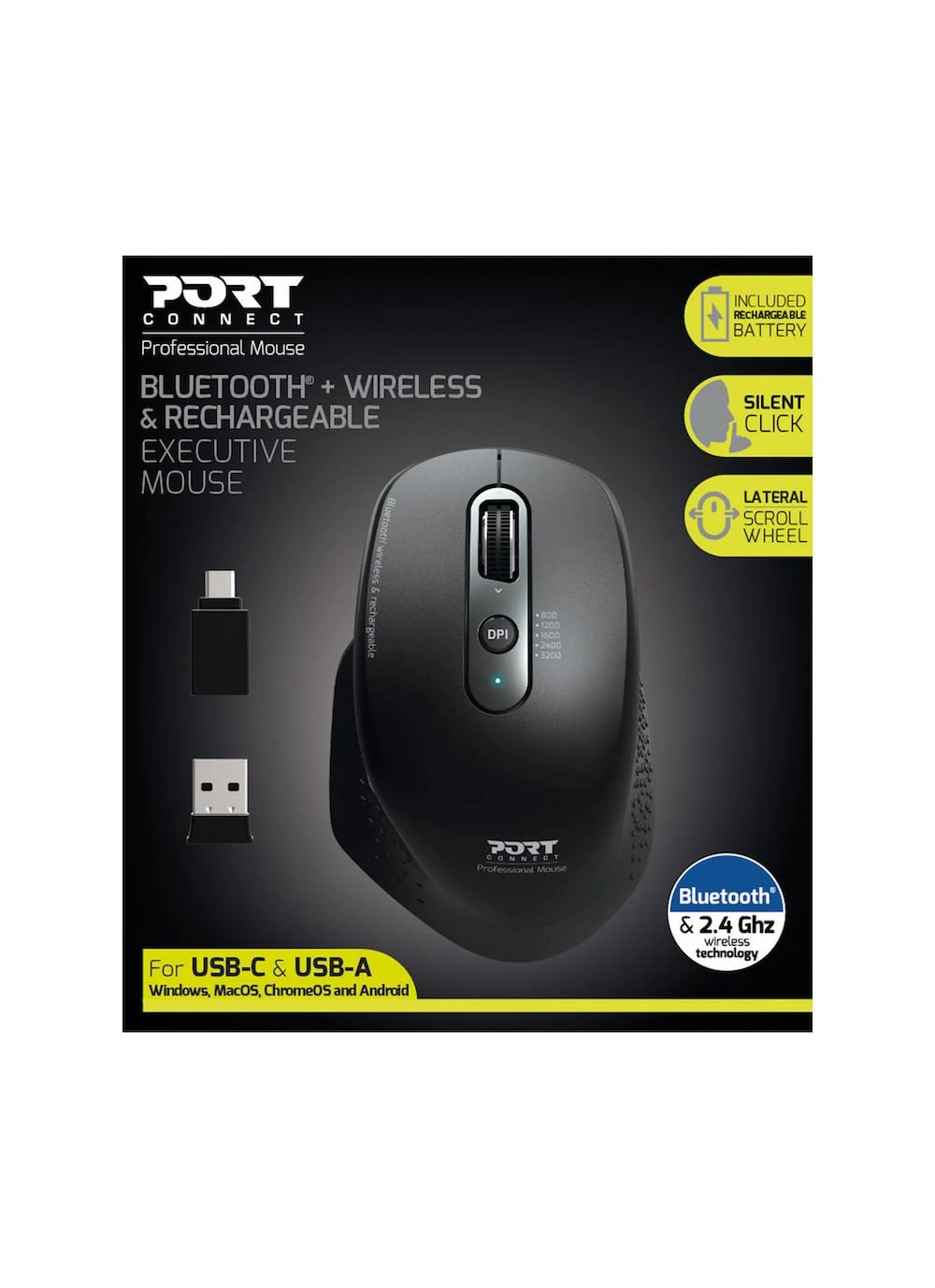 Port Designs 900716 pelė dešinei rankai RF belaidė + Bluetooth Optinė 3200 DPI
