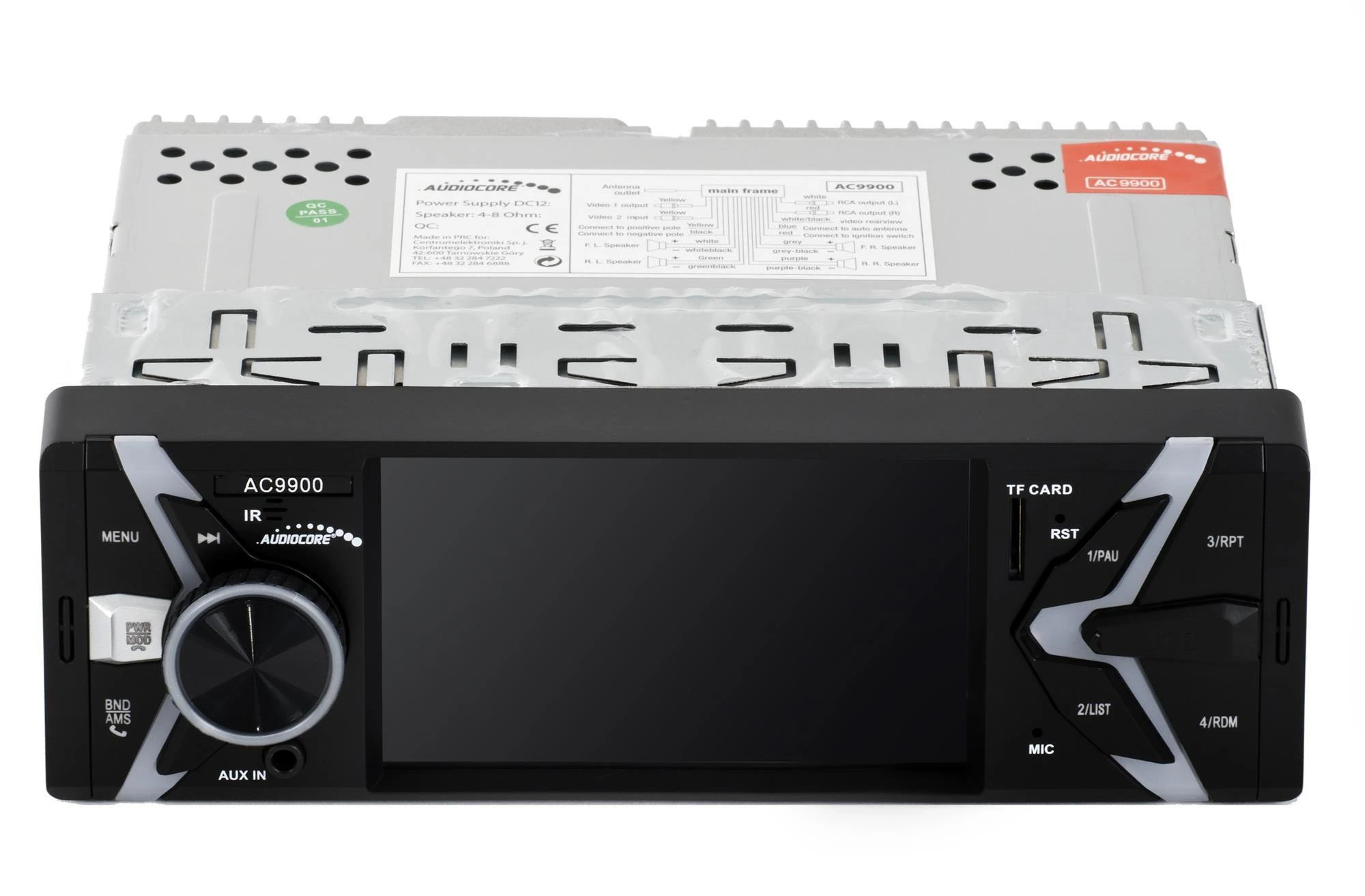 Automagnetola Nešiojamas stereofoninis automobilis AUDIOCORE AC9900 (USB, USB + AUX, USB + AUX + SD kortelės)