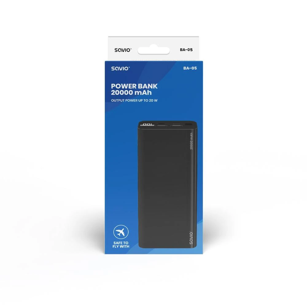 Savio BA-05 20000 mAh juoda