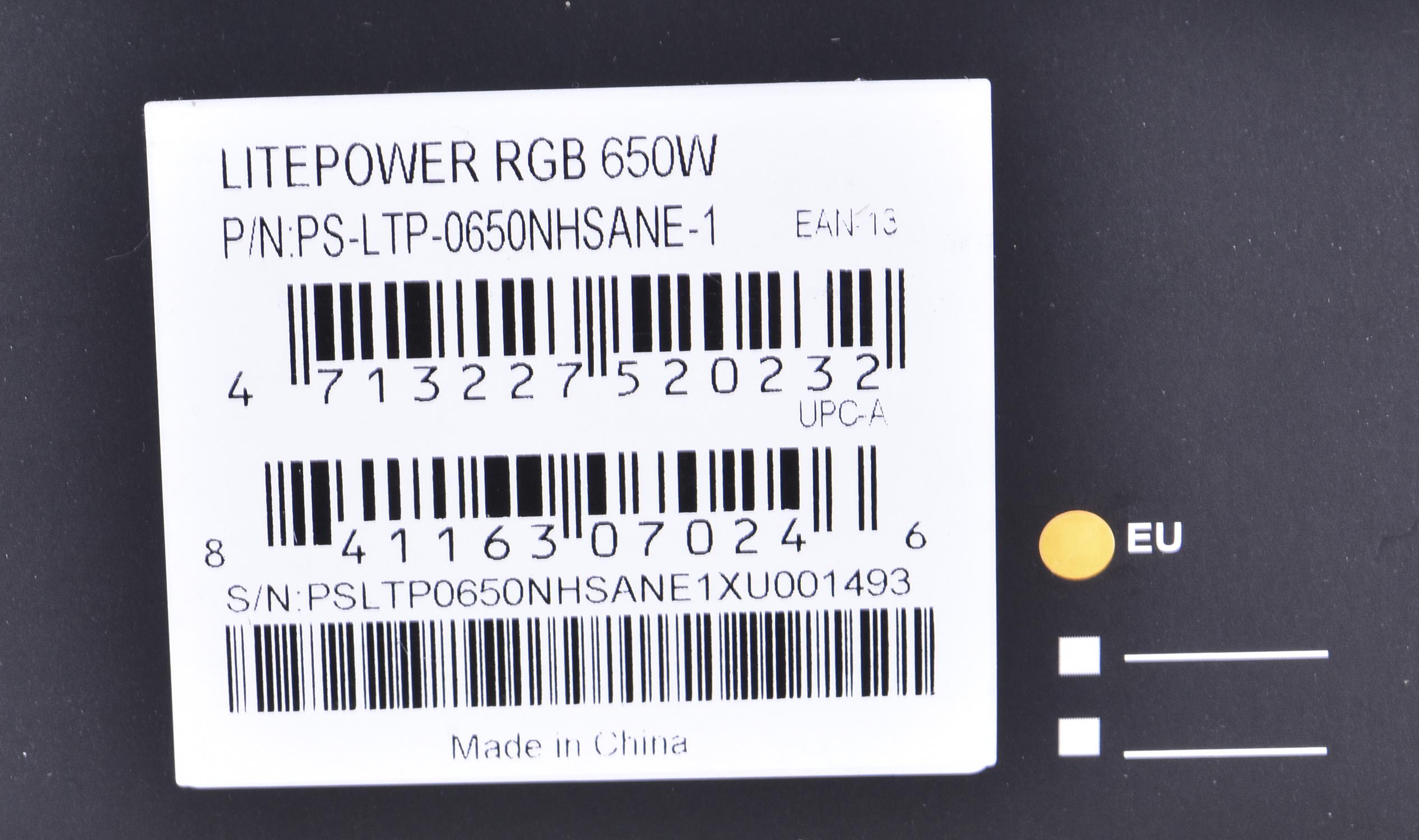 Maitinimo šaltinis Thermaltake Litepower RGB PS-LTP-0650NHSANE-1 (650 W, aktyvus, 120 mm)