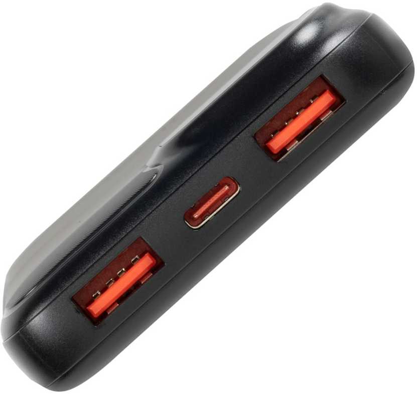 Nešiojamoji baterija RIVACASE 10000 mAh USB-C 20W + LCD, juodas (1x I/O USB-C PD 18W / PD 20W, 2x USB-A QC 3.0 18W, LCD, juodas)