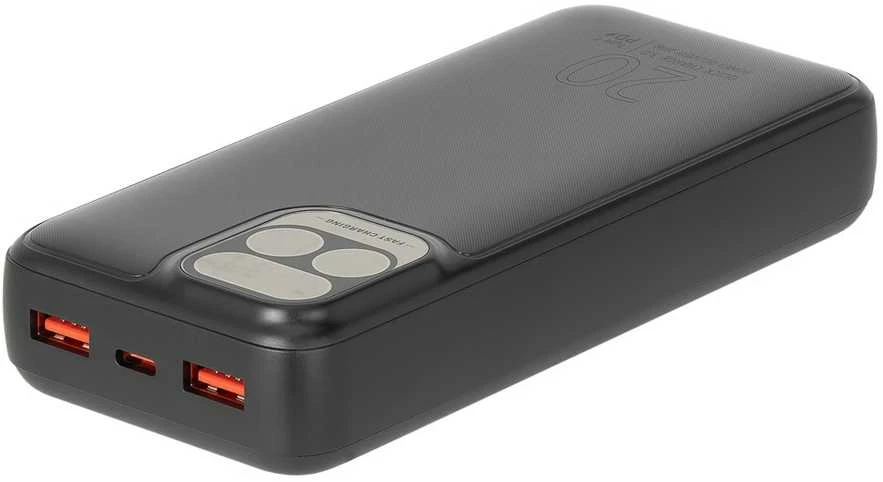 „RivaCase“ išorinė baterija 20 000 mAh USB-C 20 W LCD, 1 x įvestis/išvestis USB-C PD 20 W, 2 x USB-A QC 3.0 18 W, juoda