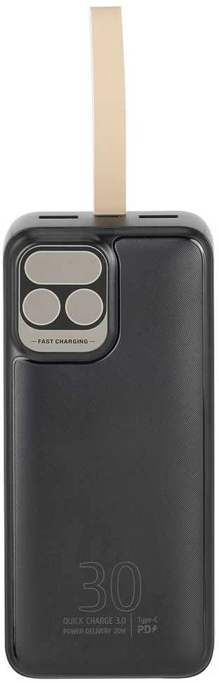 „Rivacase“ nešiojama baterija, 30 000 mAh, USB-C, 20 W, LCD, 1 x USB-C PD, 20 W, 2 x USB-A, QC 3.0, 18 W, juoda