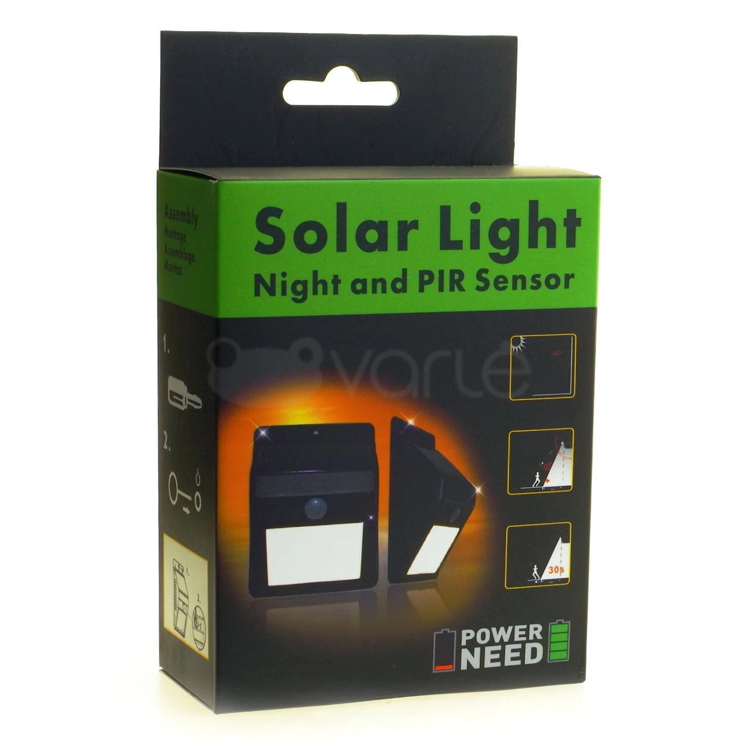 PowerNeed 120lm 1W saulės sieninis šviestuvas
