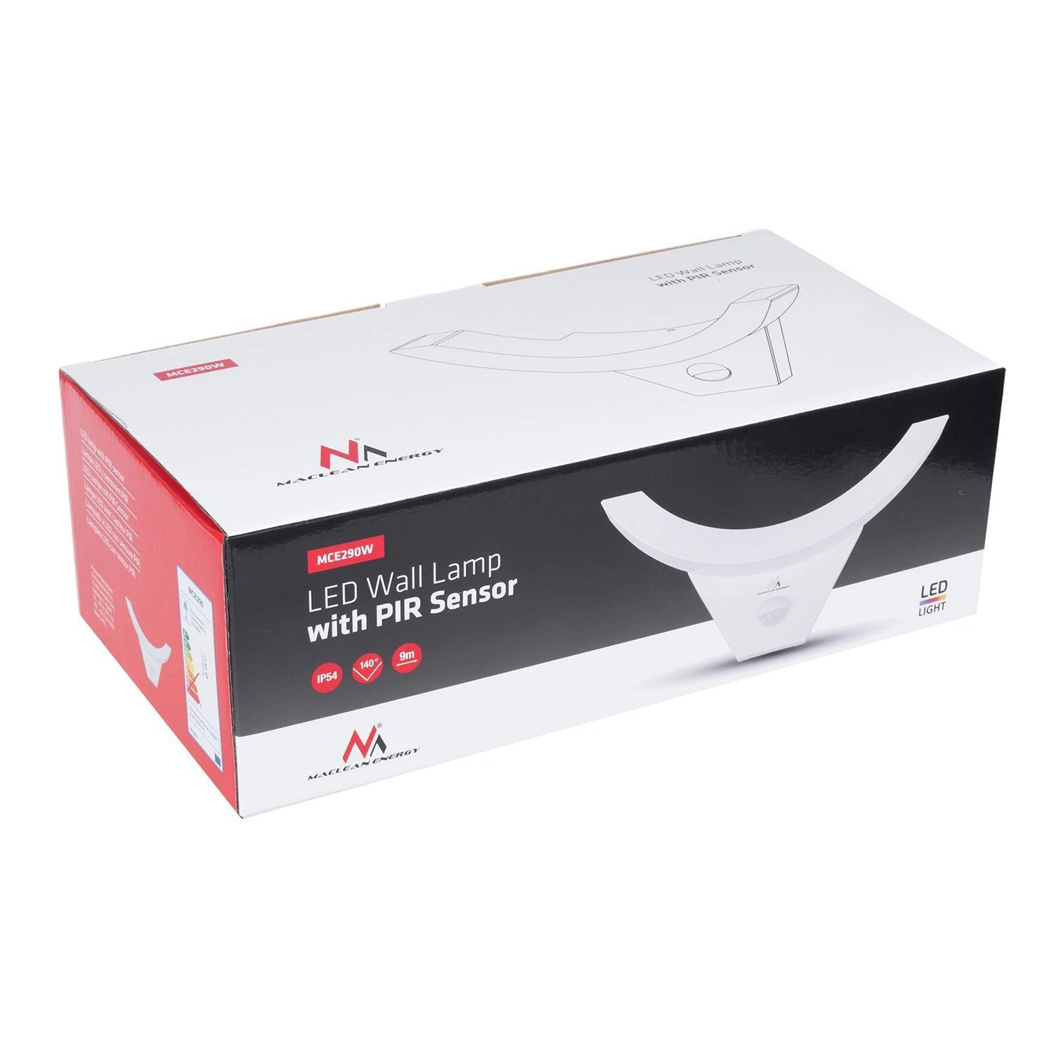 Lubinis šviestuvas MACLEAN MCE290W LED lempa su infraraudonųjų spindulių judesio jutikliu 800lm 10W IP54 baltas