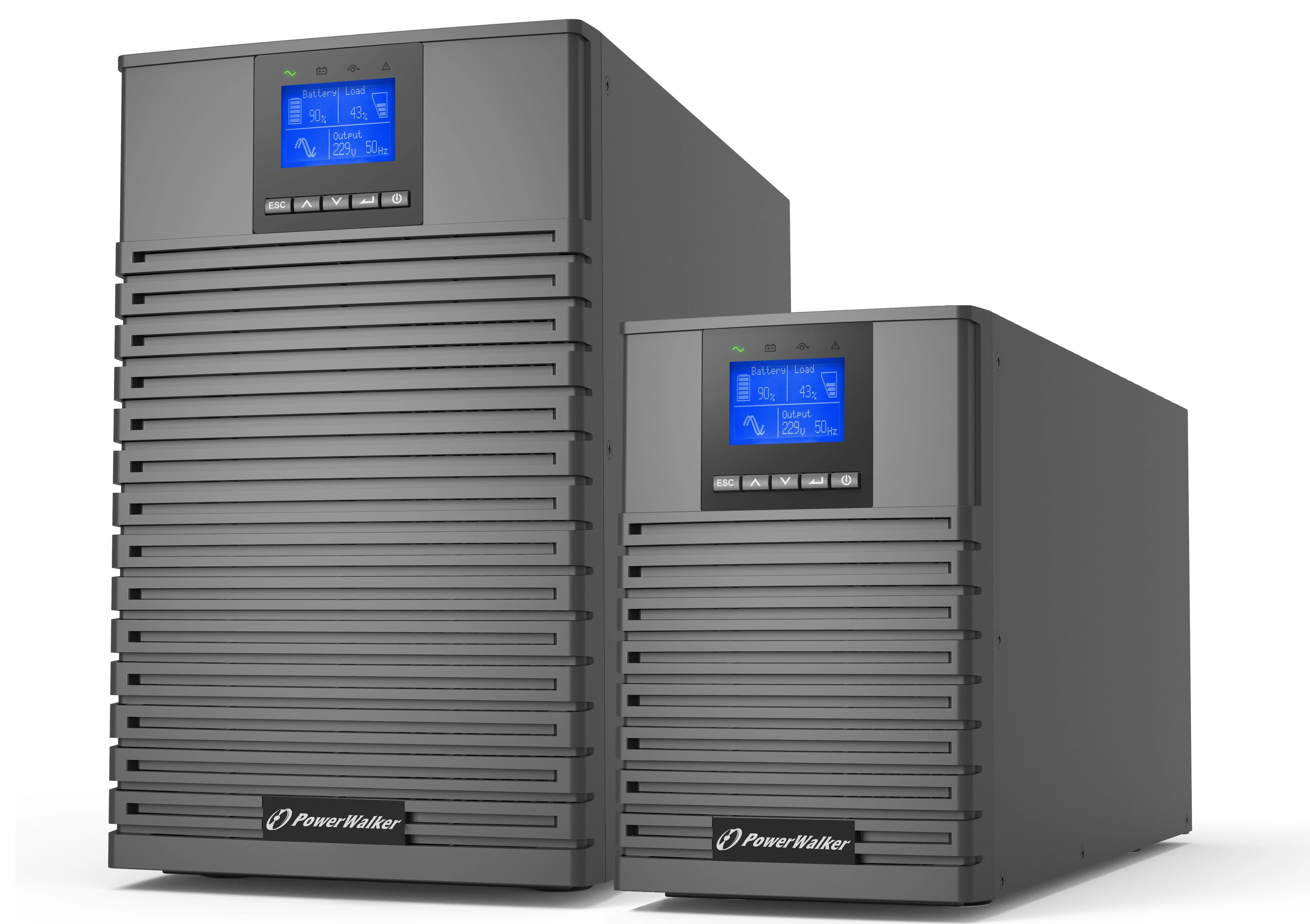 Power Walker POWERWALKER UPS On-Line VFI 3000 ICT IOT 1/1 fazės 3000VA PF1 8x IEC C13 lizdai + C20 C19 USB/RS232 EPO LCD