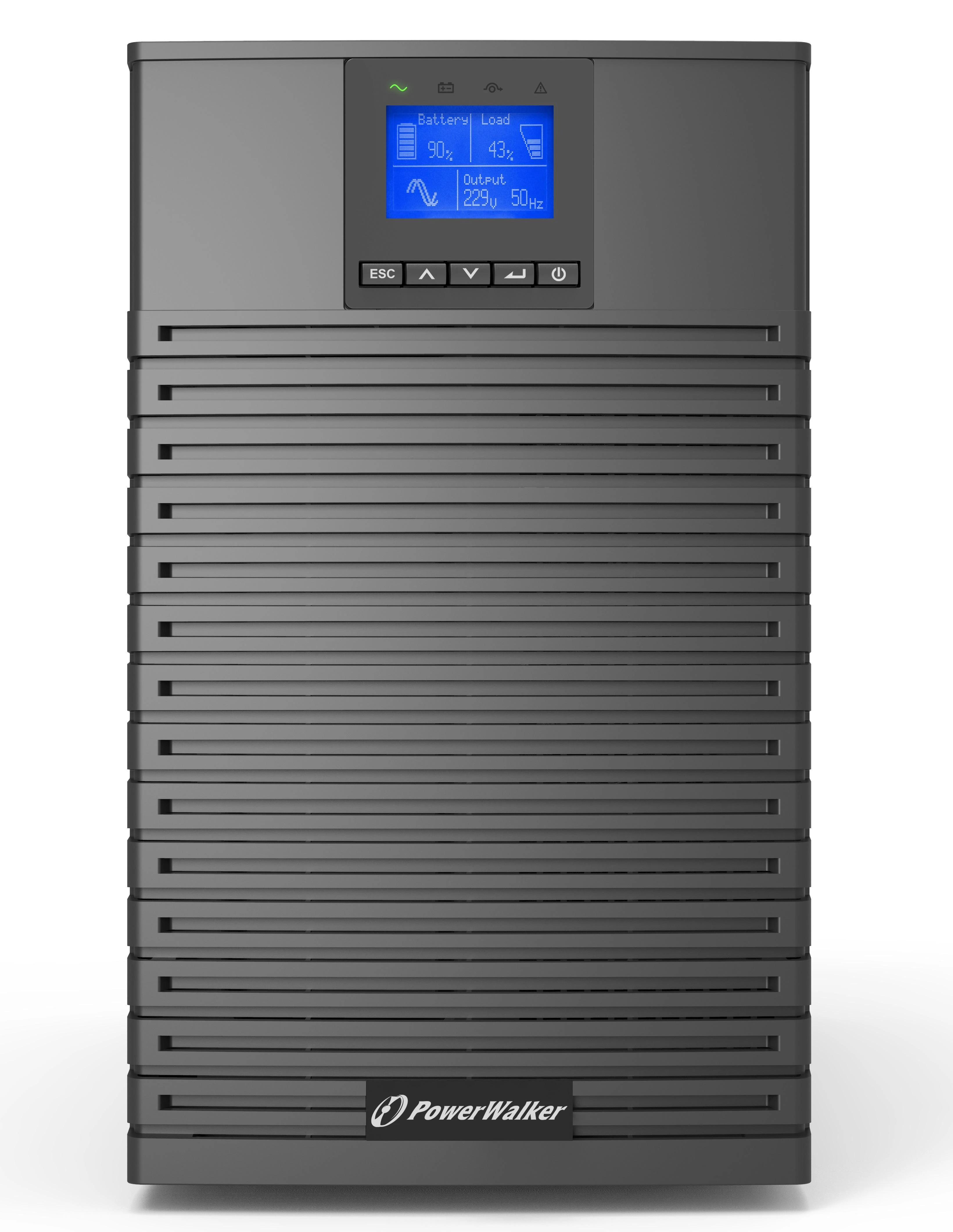 Power Walker POWERWALKER UPS On-Line VFI 3000 ICT IOT 1/1 fazės 3000VA PF1 8x IEC C13 lizdai + C20 C19 USB/RS232 EPO LCD