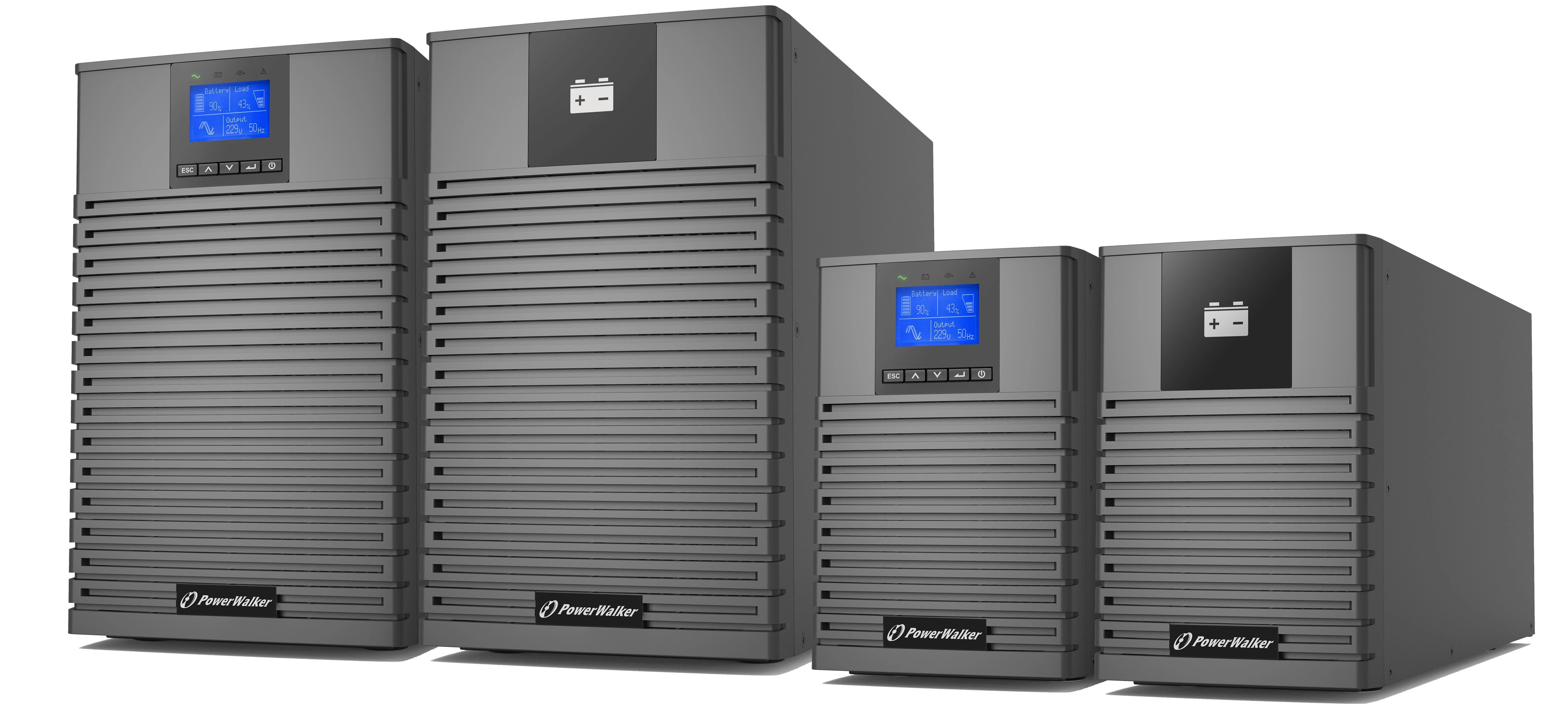 Power Walker POWERWALKER UPS On-Line VFI 3000 ICT IOT 1/1 fazės 3000VA PF1 8x IEC C13 lizdai + C20 C19 USB/RS232 EPO LCD
