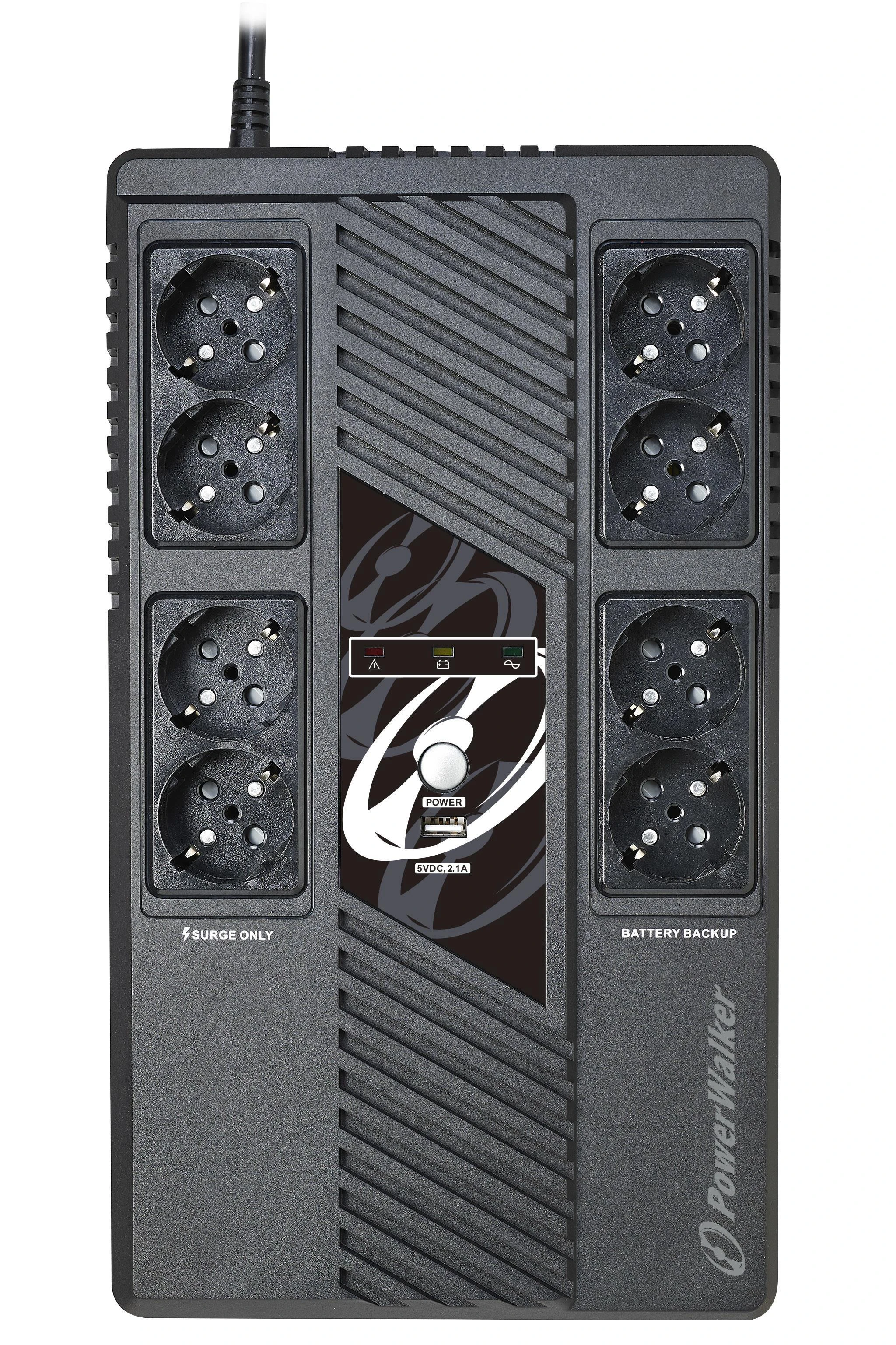 POWER WALKER UPS Line-Interactive 600VA MS 8x schuko RJ45 įvestis / išvestis USB HID USB įkroviklis