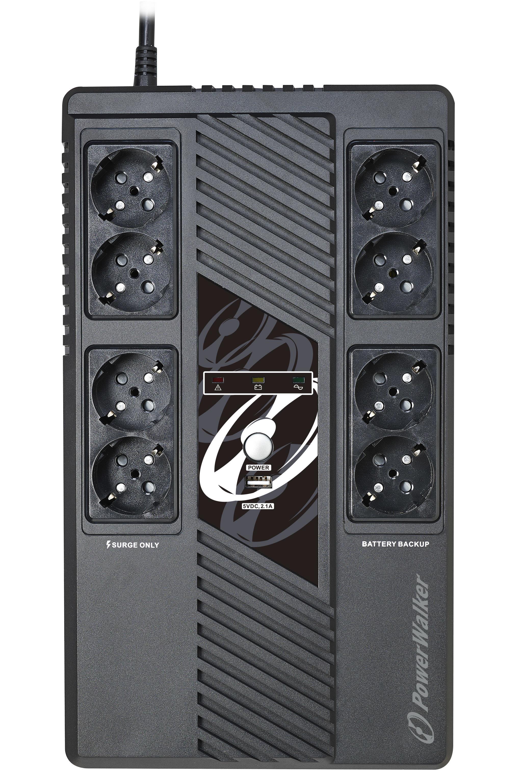 POWER WALKER UPS Line-Interactive 800VA MS 8x schuko RJ45 įvestis / išvestis USB HID USB įkroviklis