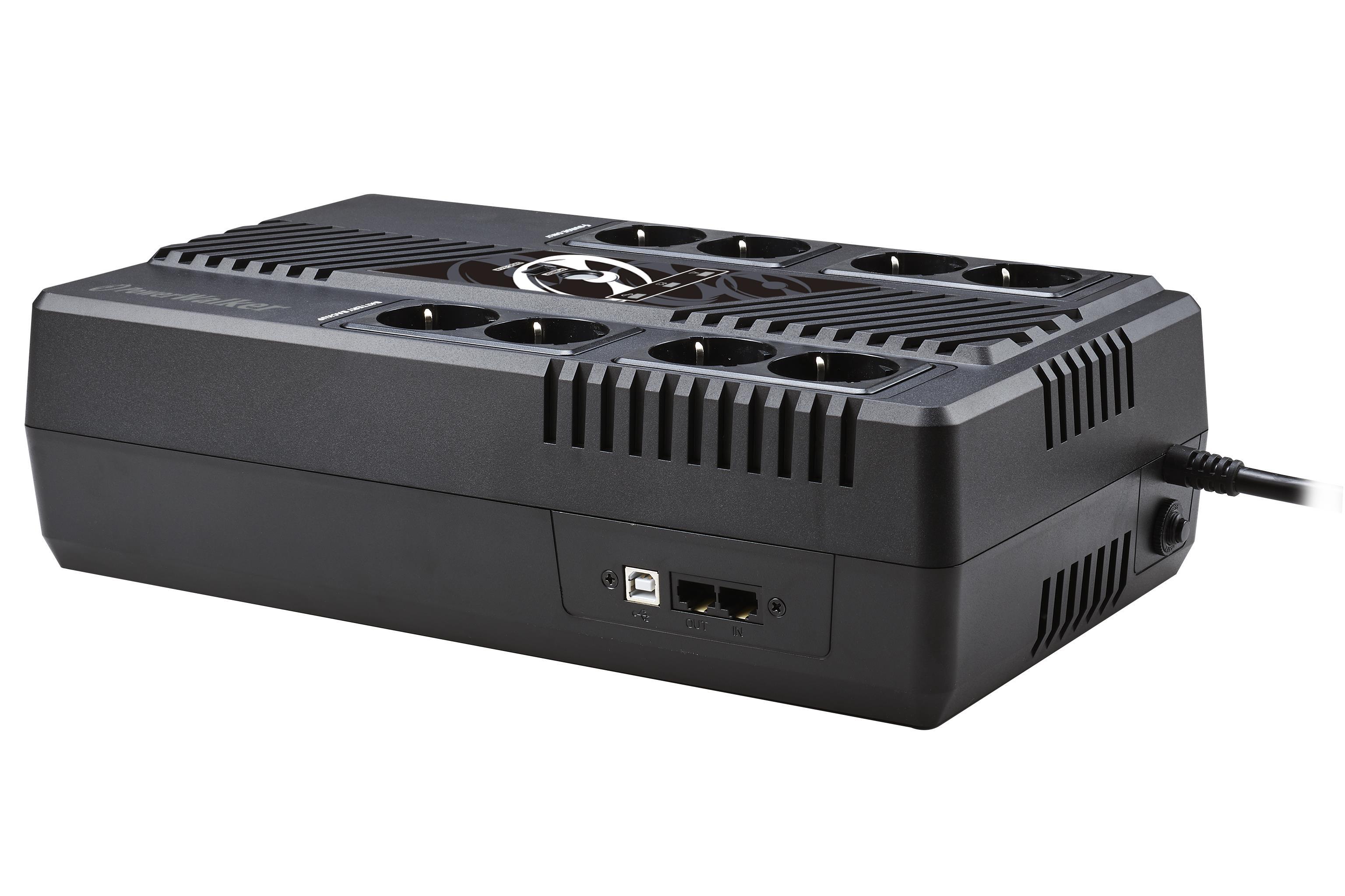 POWER WALKER UPS Line-Interactive 800VA MS 8x schuko RJ45 įvestis / išvestis USB HID USB įkroviklis