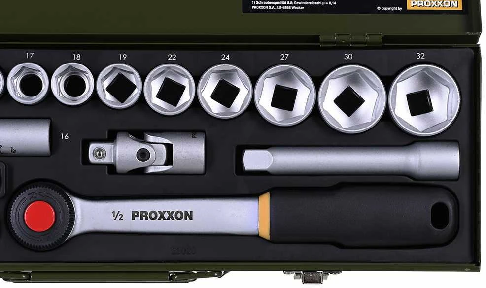 27 dalių galvučių rinkinys PROXXON 1/4"+1/2"