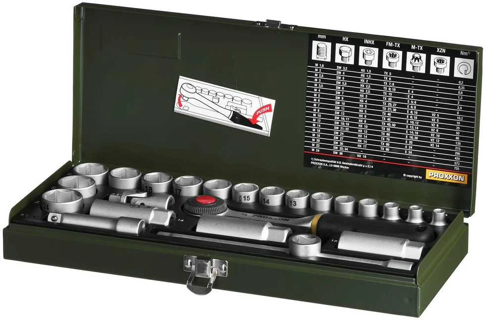 Galvučių rinkinys 3/8" 24 dalių PROXXON