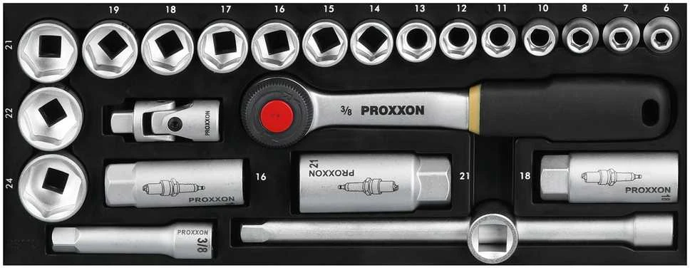 Galvučių rinkinys 3/8" 24 dalių PROXXON