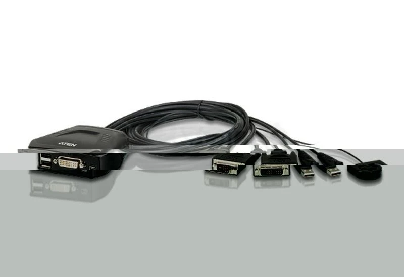 Aten 2 prievadų USB DVI kabelis KVM jungiklis su nuotolinio prievado parinkikliu | Aten | Nuotolinis prievado parinkiklis | 2 prievadų USB DVI kabelis KVM jungiklis su nuotolinio prievado parinkikliu