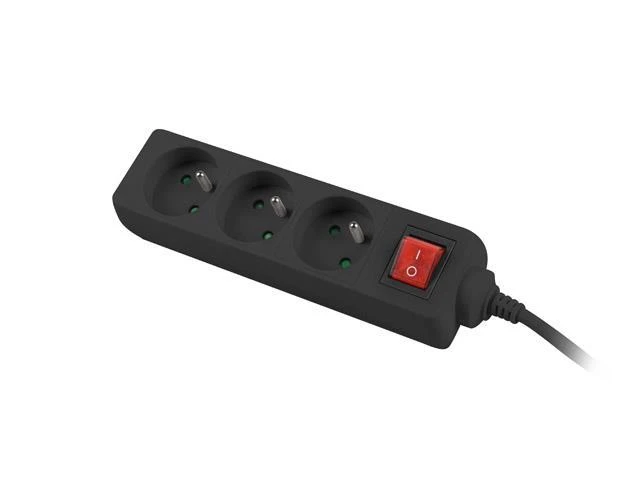 LANBERG PS1-03E-0300-BK 3M Juodas LANTERGE CURVE 3X 230V PL SU GRANDINĖS IŠJUNGIKLIU PILNAS VARINIS