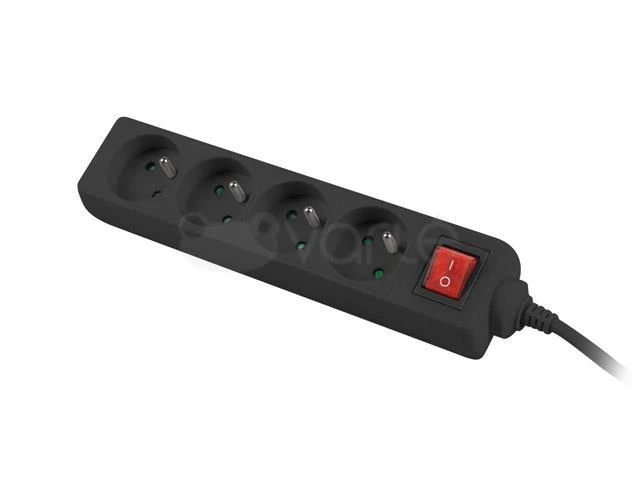 LANBERG PS1-04E-0150-BK 1.5M Juodas LANTERGE CURVE 4X 230V PL SU GRANDINĖS IŠJUNGIKLIU PILNAS VARINIS