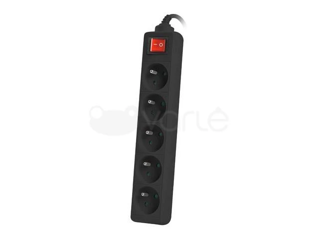 LANBERG PS1-05E-0150-BK 1.5M Juodas LANTERGE CURVE 5X 230V PL su grandinės pertraukikliu, pilnai varinis