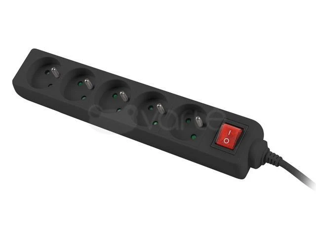 LANBERG PS1-05E-0300-BK 3M Juodas LANTERGE CURVE 5X 230V PL SU GRANDINĖS IŠJUNGIKLIU PILNAS VARIS