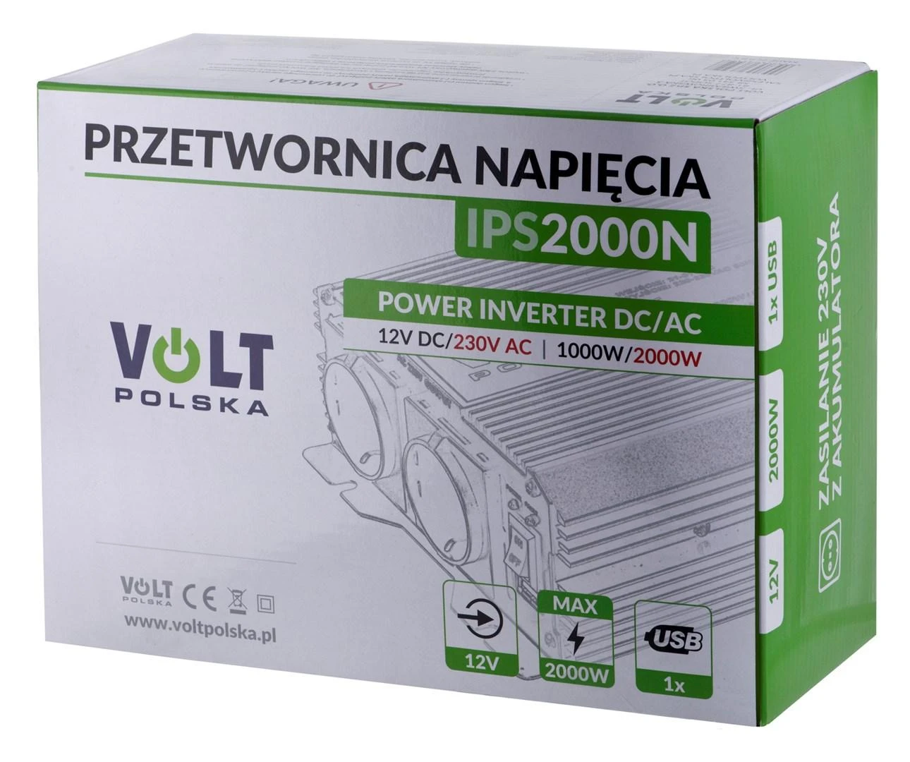 Volt Myk Auto Įtampos keitiklis 12/230V (1000/2000W)
