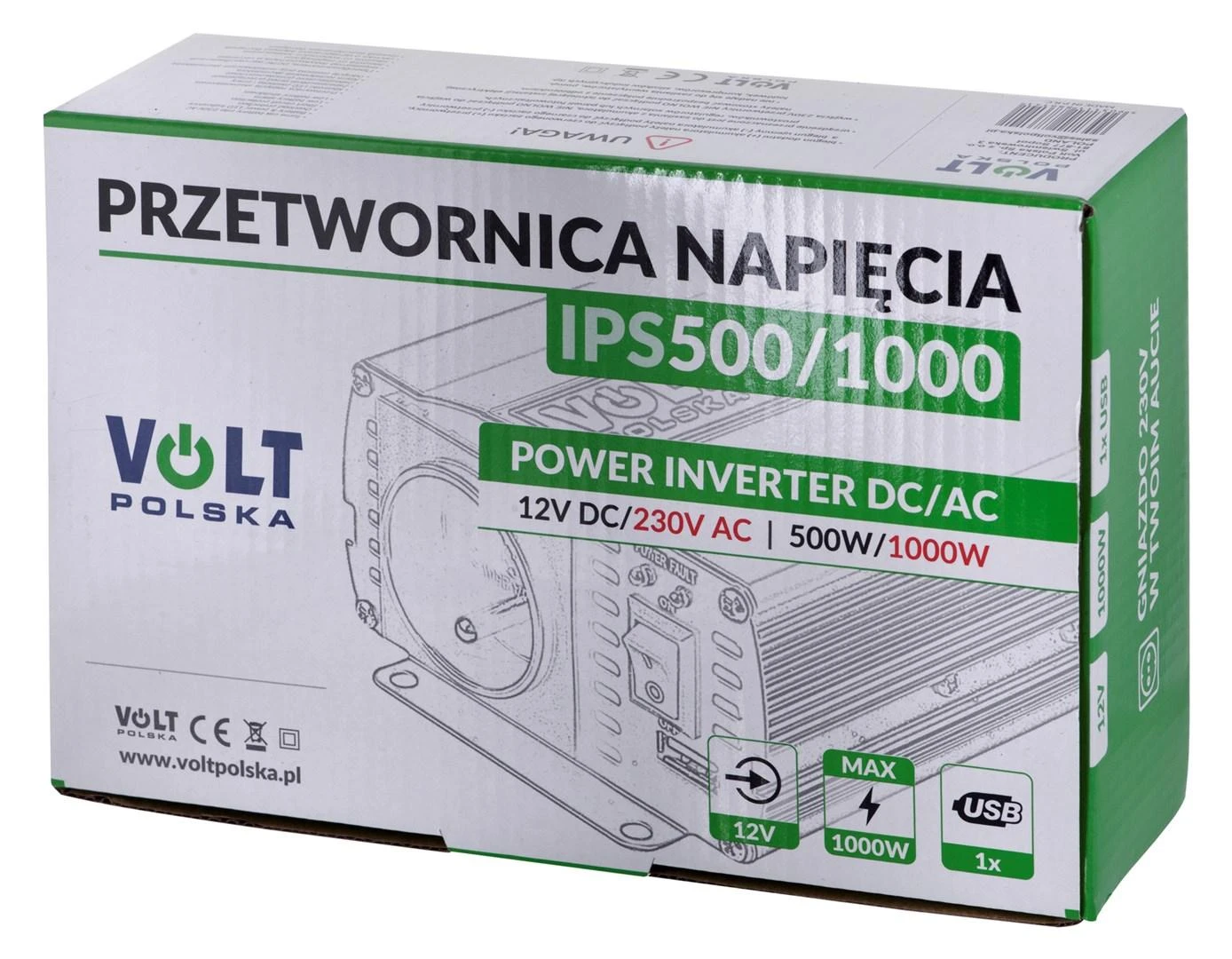 Volt Įtampos keitiklis 12-230 V, IPS 500W- 1000VA