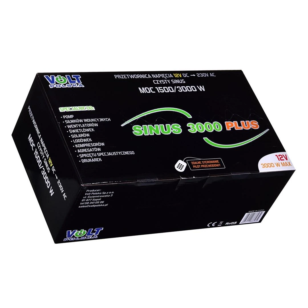 Volt Įtampos keitiklis SINUS PLUS 3000 12/230V + pultelis