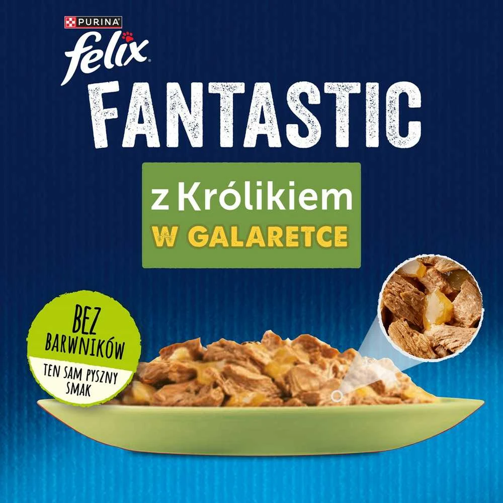Purina Nestle Drėgnas Kačių Maistas - Purina Felix Fantastic Triušiena Želėje 85g