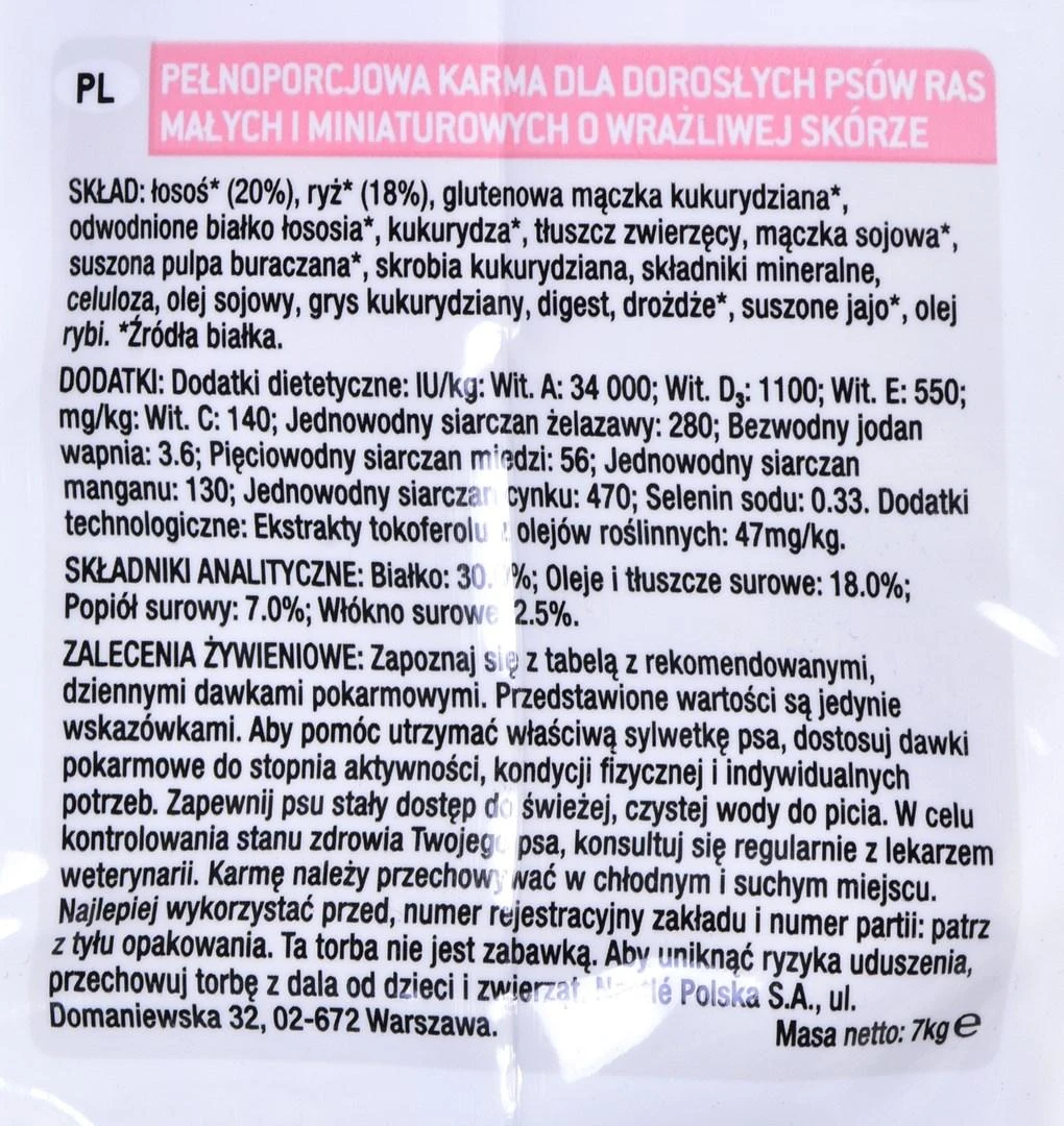 Purina Nestle Šunų Maistas - Purina Pro Plan Suaugusiųjų 7 Kg Lašiša