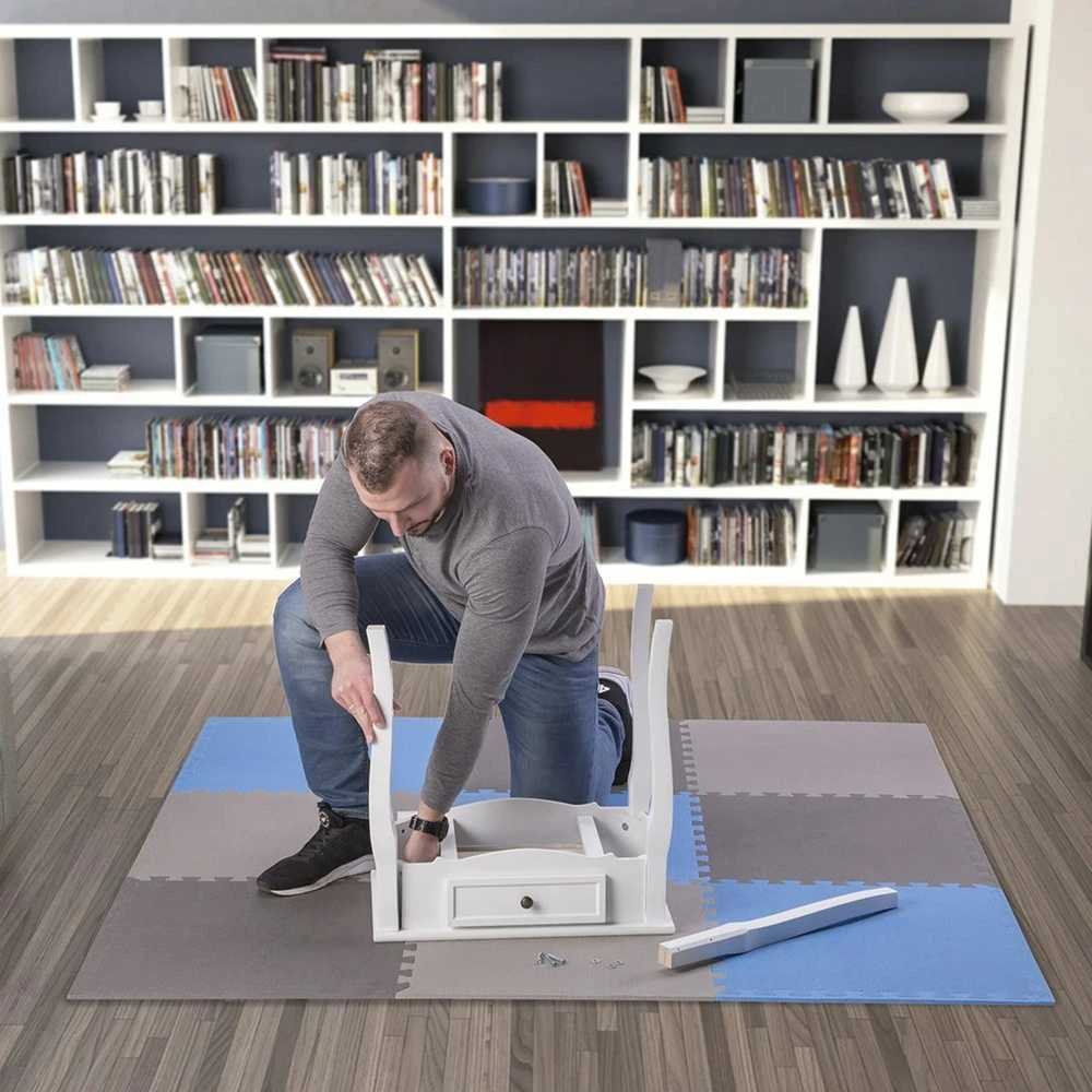 One Fitness Sudedamas kilimėlis treniruotėms HMS MP10 ,šviesiai pilkas-mėlynas-tamsiai pilkas, 60x60x1.0 cm, 9 dalių