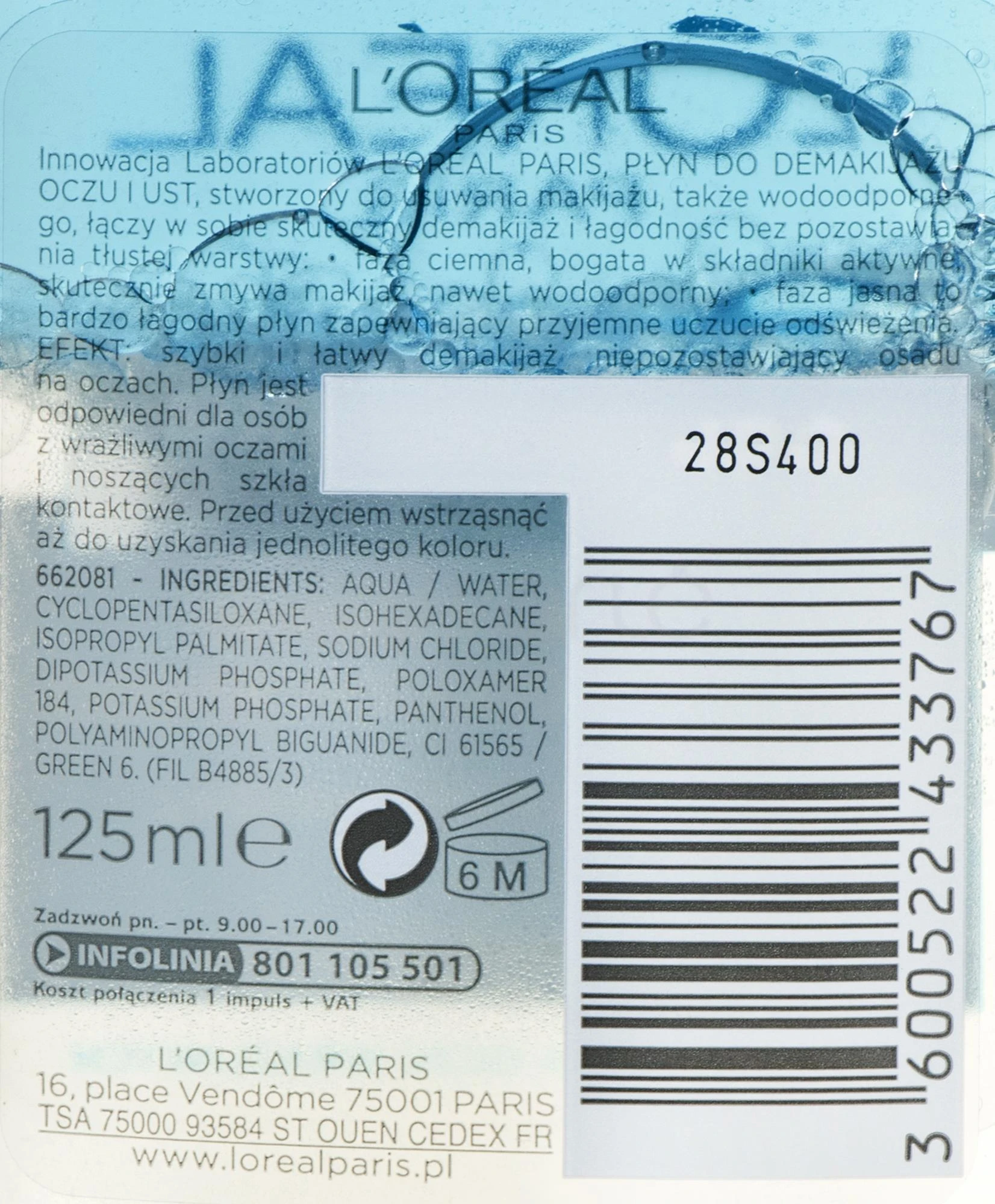 „L'Oréal Paris“ akių ir lūpų makiažo valiklis „Express“, 125 ml