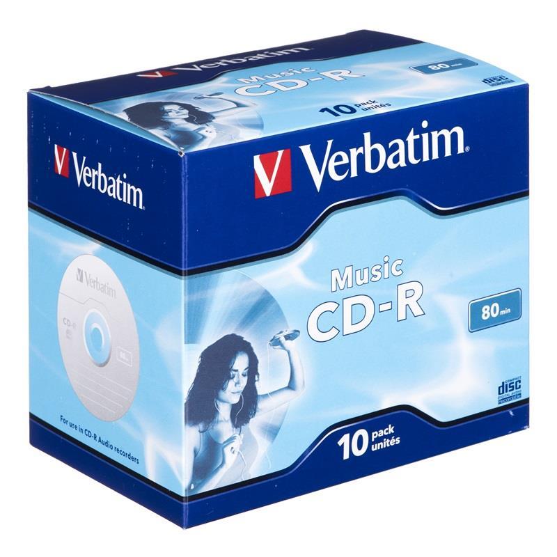 VERBATIM audio CD-R 80 min. / 700 MB 16x 10 pakelių papuošalų dėklo krištolinis paviršius, spalvinkite gyvai