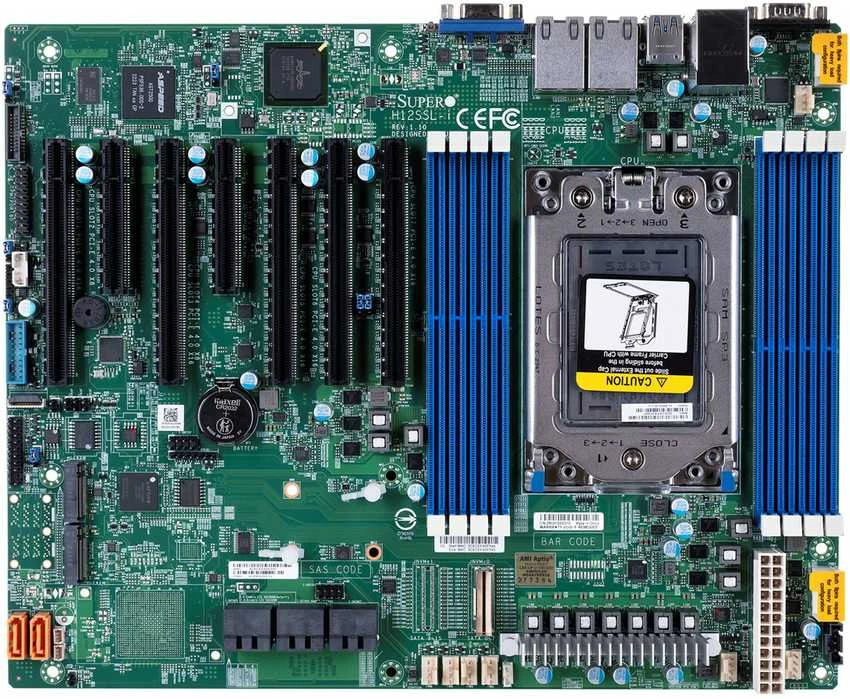 Super Micro Computer Pagrindinė plokštė SUPERMICRO H12SSL-i AMD EPYC 7003/7002 Socket SP3 ATX (MBD-H12SSL-I-B) Masinis