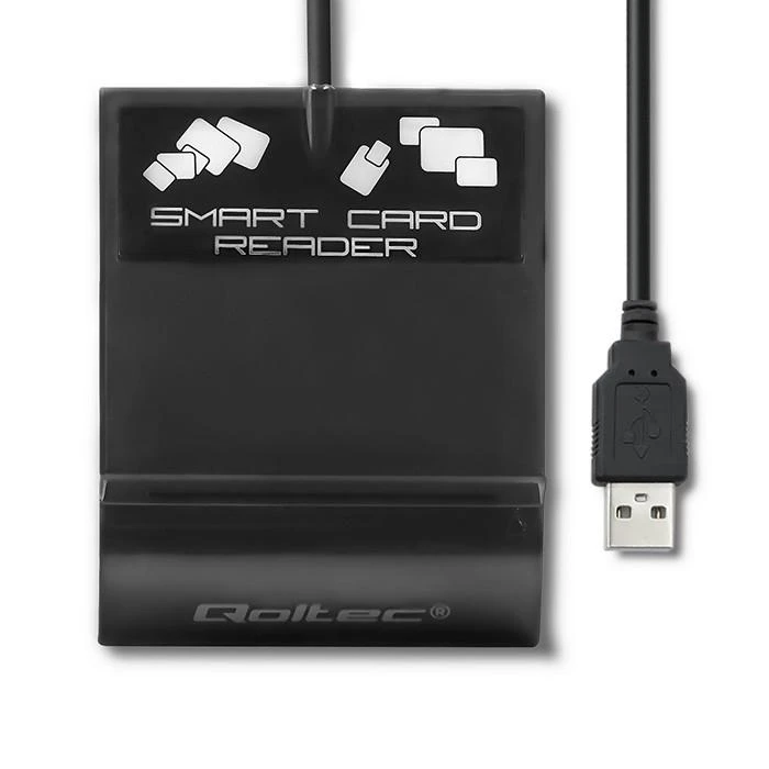 QOLTEC 50636 Intelligent Smart ID lustinių kortelių skaitytuvas SCR0636 USB tipo C