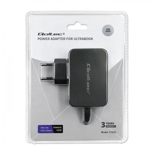 QOLTEC 51032 Maitinimo adapteris, skirtas ultrabook Asus 45W 19V 2.37A 3.0x1.0