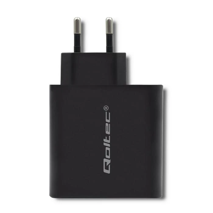 QOLTEC 51716 Įkroviklis 63W 5-20V 1.5-3A USB tipas C PD USB QC 3.0 Juodas