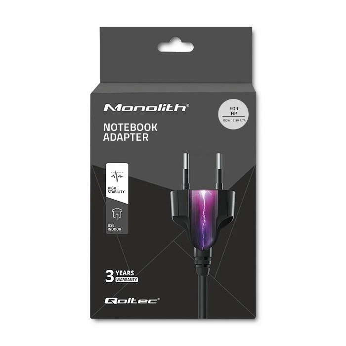 Maitinimo tinklas Qoltec 51735 nešiojamiesiems kompiuteriams HP (19,5 V, 7,7 A, 150 W, 4,5 mm x 3 mm)